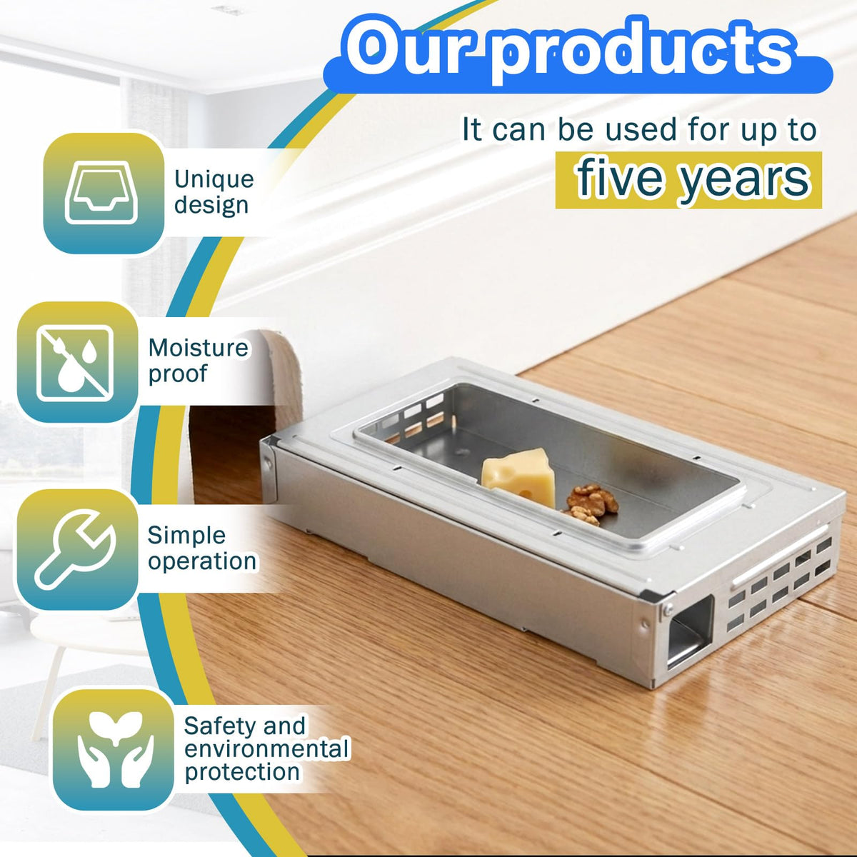 Indoor placement of Mysora clear top trap for home use