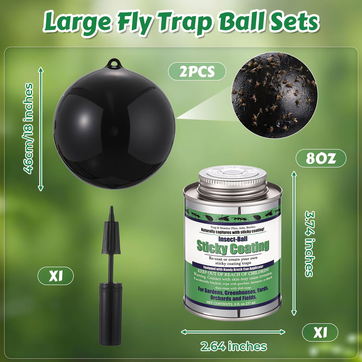 Mysora fly trap ball hanging on a tree to protect crops and gardens