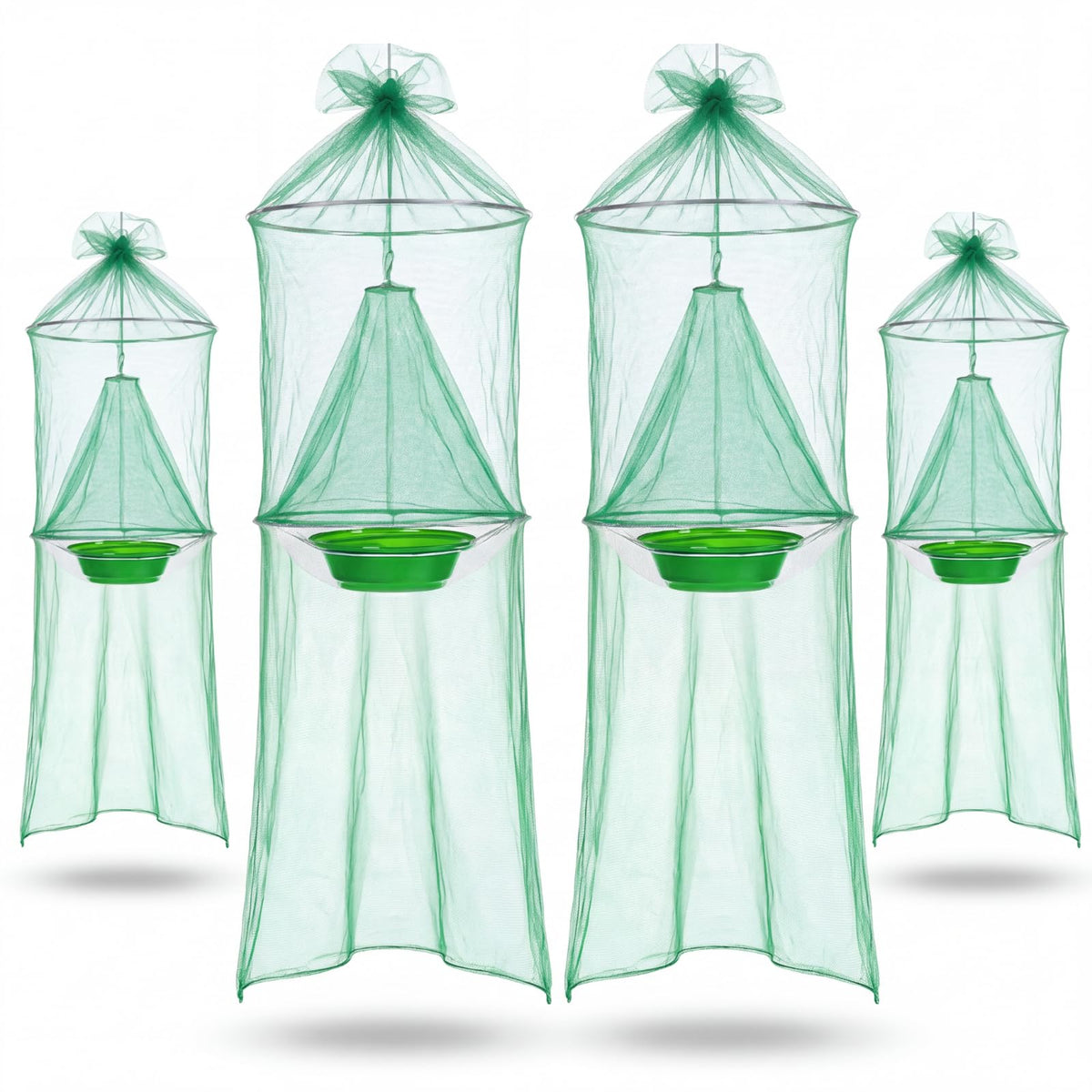Mysora front view of 4-pack trap set showing compact green design and easy storage benefit