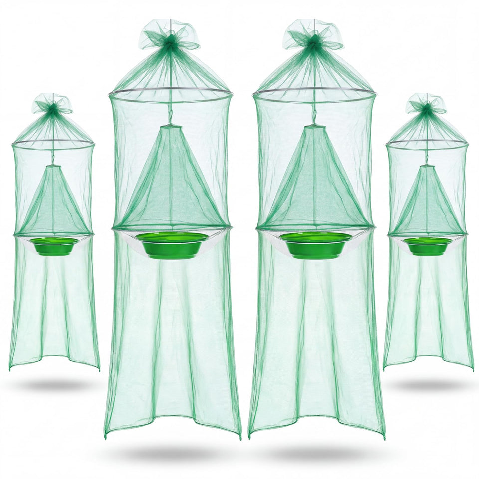 Mysora front view of 4-pack trap set showing compact green design and easy storage benefit