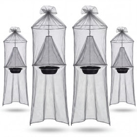 Mysora front view of four grey traps showing compact pack and outdoor use benefit