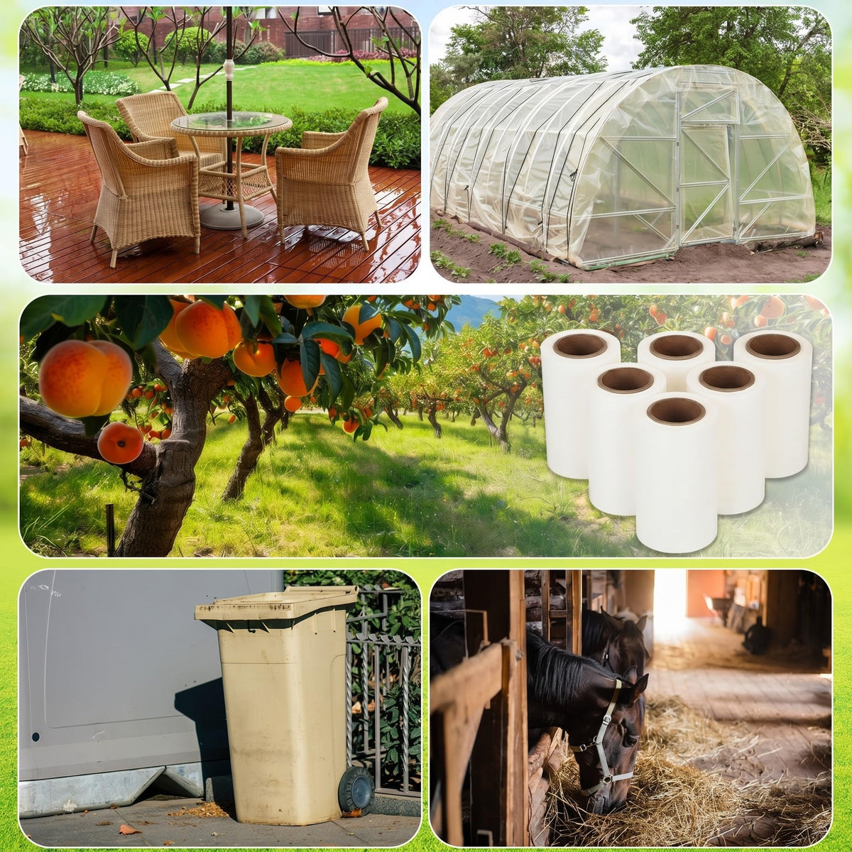Mysora wrapped trees in orchard offering visible protection for fruit and plants