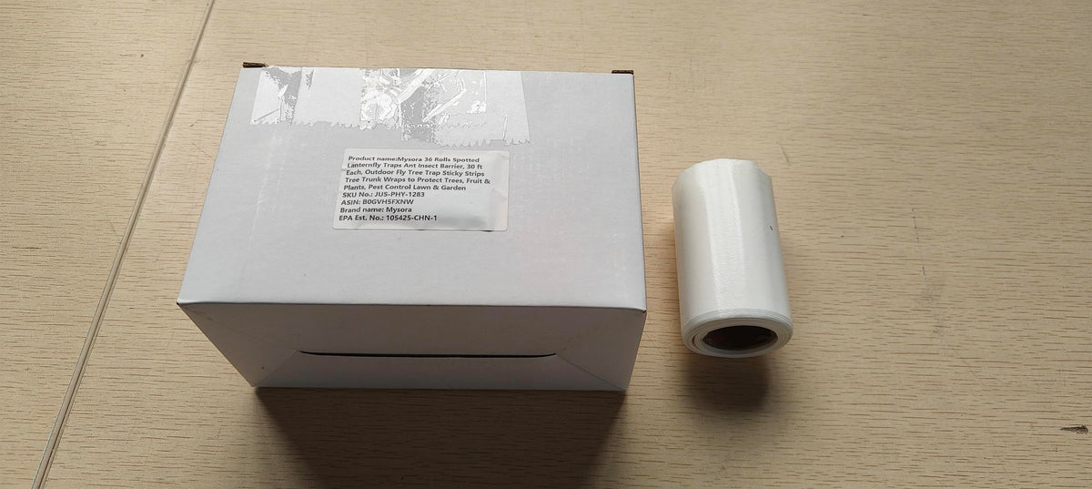 Mysora wraps on several trees showing wide-area protection benefit