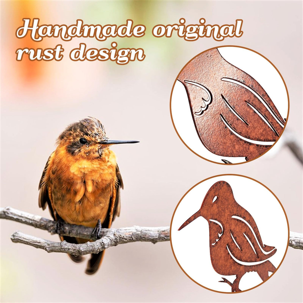 Myssac rusty birds set—back view highlighting full patina and design