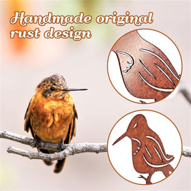 Myssac rusty birds set—back view highlighting full patina and design