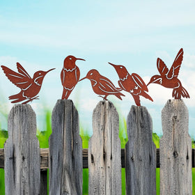Myssac rusty birds set—front view showing double-sided detail for outdoor charm