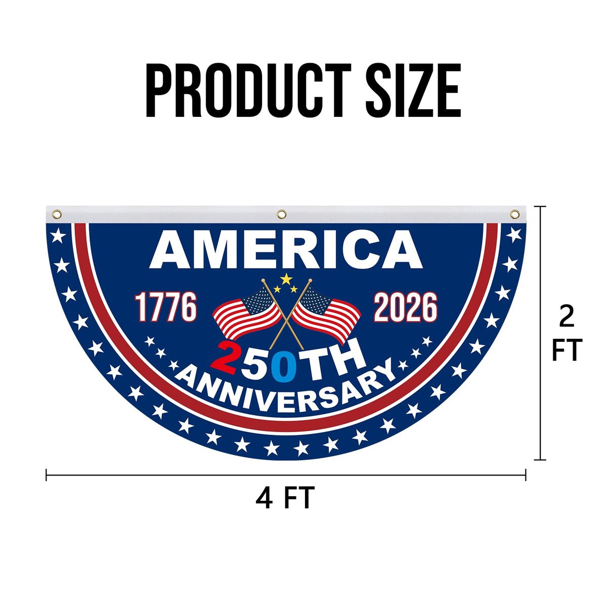 Mythcloud 1776-2026 banner bunting suitable for Independence Day celebrations.