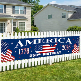 Mythcloud 250th Anniversary Banner full-width display for versatile Independence Day decor.