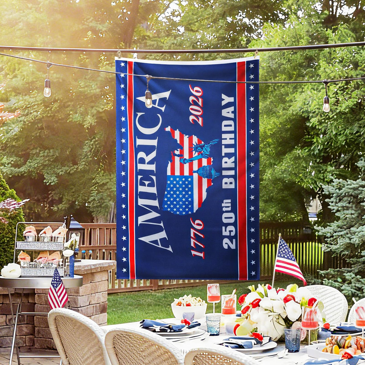 Mythcloud 250th anniversary pattern flag with timeless patriotic styling
