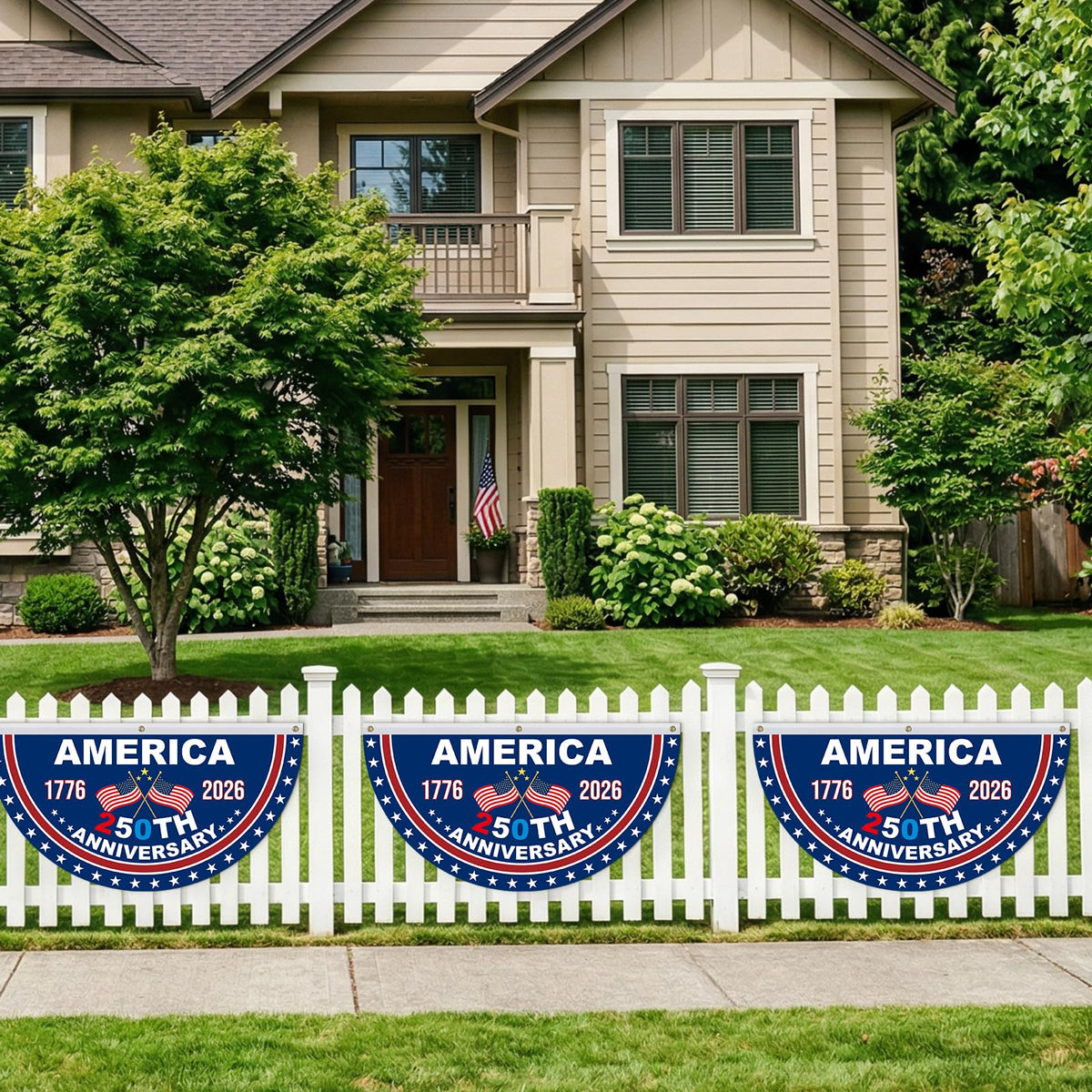 Mythcloud flag bunting in navy with red and white accents for classic patriotism.