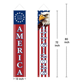 Mythcloud front door banner in flag design for 4th of July celebrations.