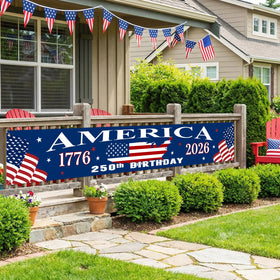 Mythcloud patriotic decor banner for versatile indoor and outdoor celebrations.