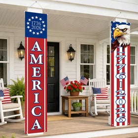Mythcloud porch banner featuring stars and stripes for outdoor patriotic display.