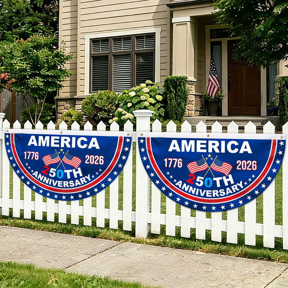 Mythcloud USA flag bunting 1776-2026 for outdoor patriotic display.