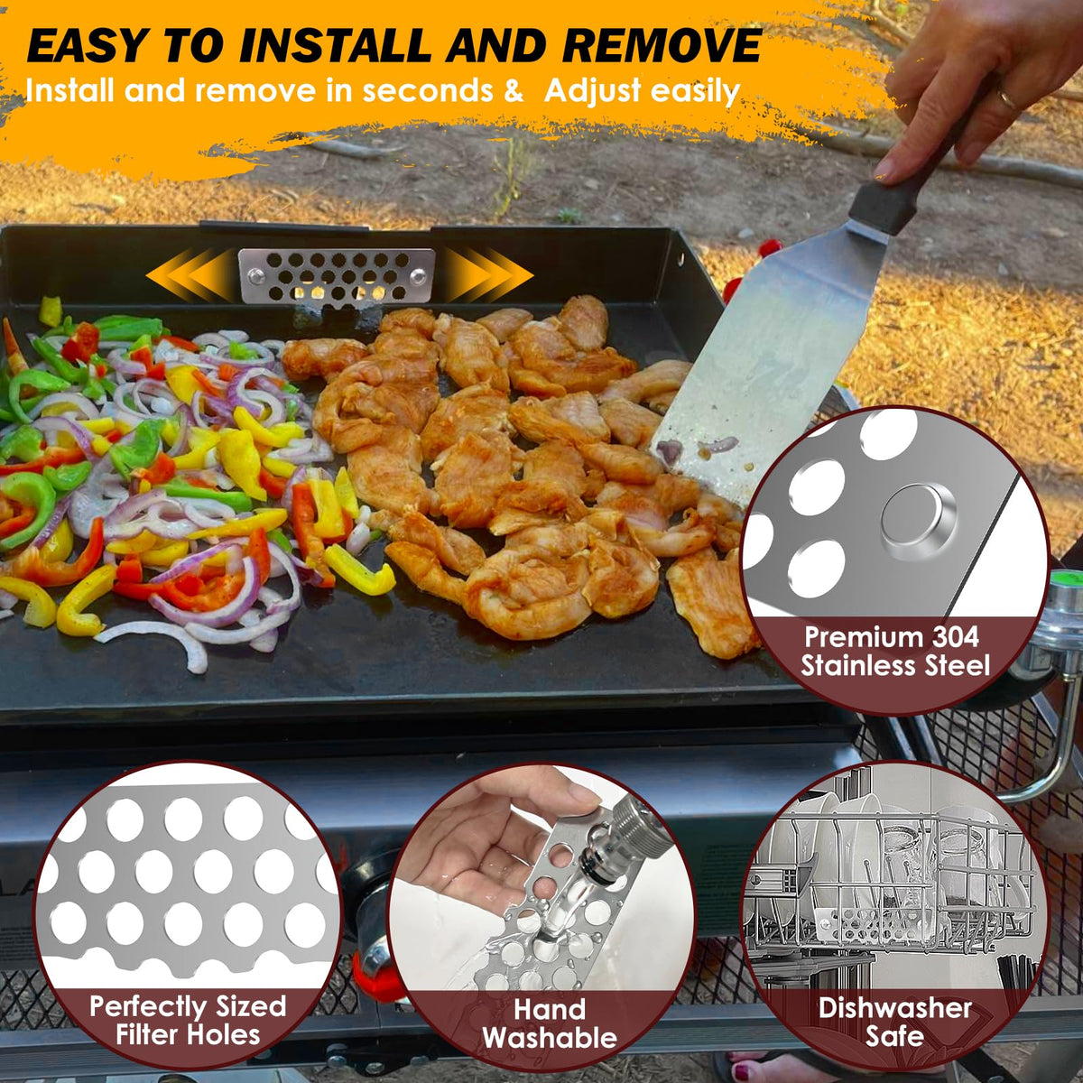Premium 304 stainless steel ensures durability in high heat.