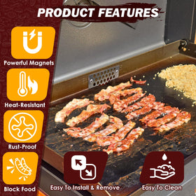 Magnetic installation on a Blackstone griddle for quick setup without tools.