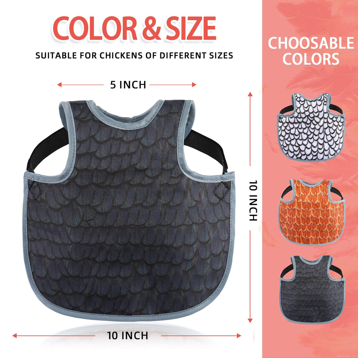 MYWSN chicken saddle with adjustable strap ensures secure, comfortable fit during free-range time