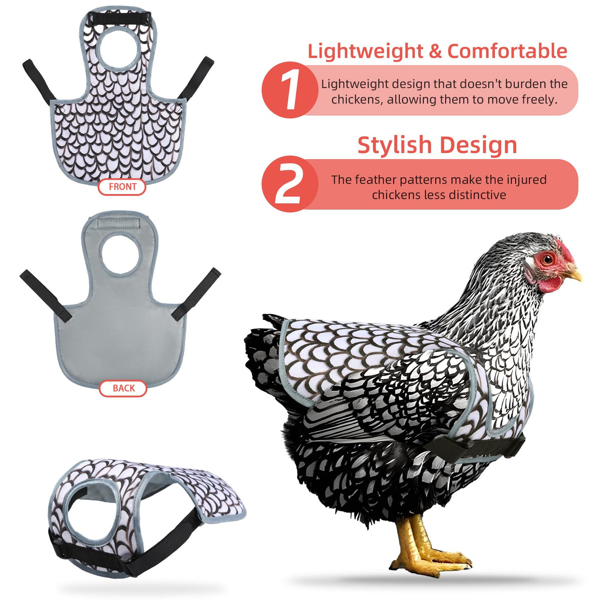 MYWSN chicken saddle colorful pattern helps injured birds blend in with the flock