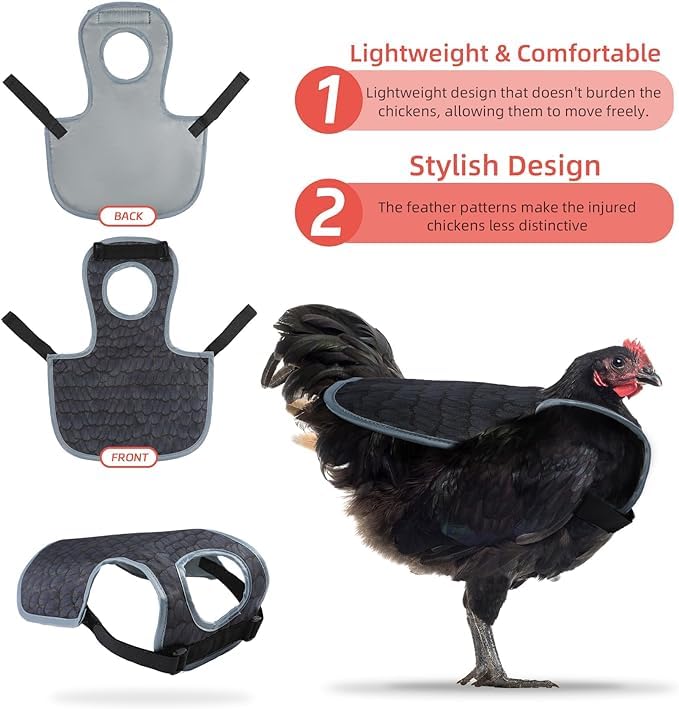MYWSN Chicken Saddles feather protection covers bare patches while remaining with the flock.