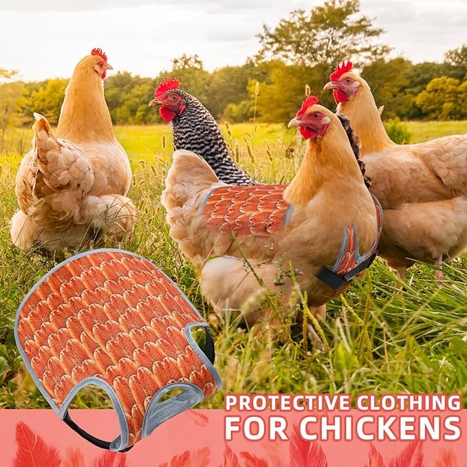 MYWSN reusable chicken saddle supports feather protection and recovery.