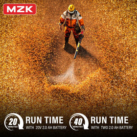 MZK cordless leaf blower battery pack 2ah provides extended runtime.