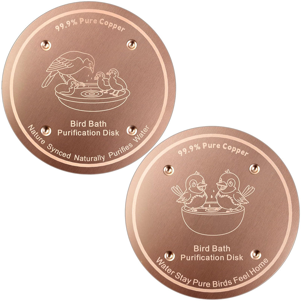 Mzesssmy birdbath copper disc closeup showing pure copper texture for clearer water