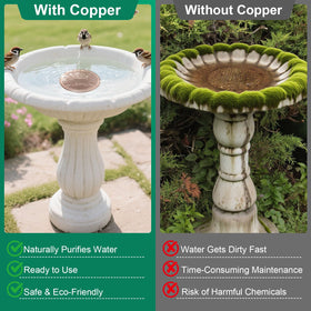Mzesssmy birdbath copper disc in bowl highlighting 0.6mm reinforced design