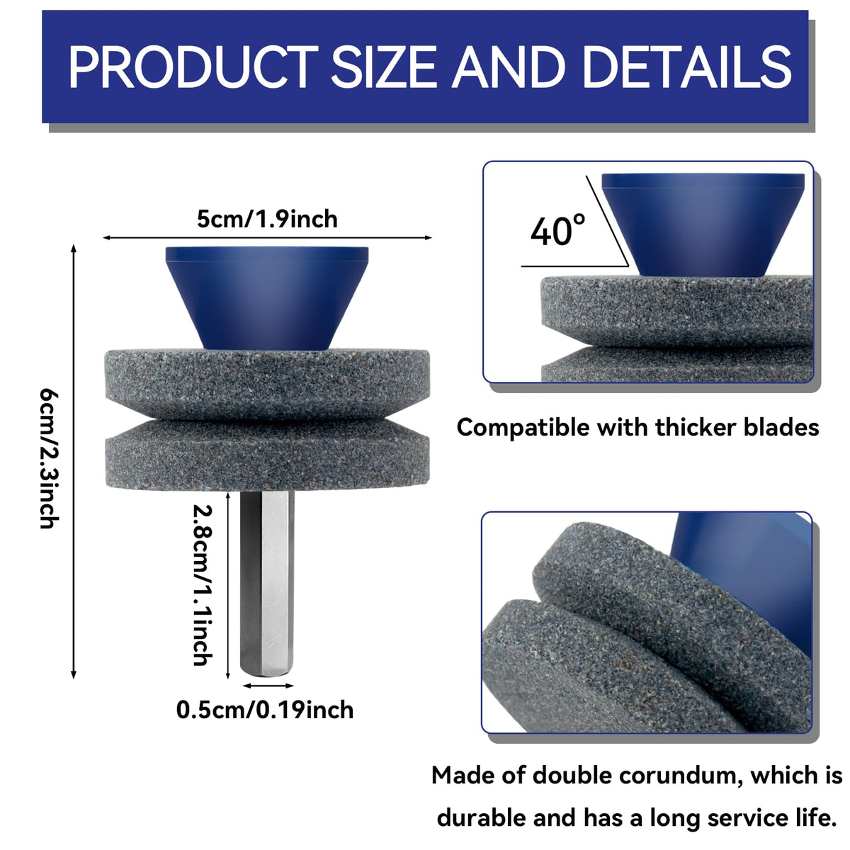 Mzmaxy corundum sharpening head close-up for durable, long-lasting blade edges