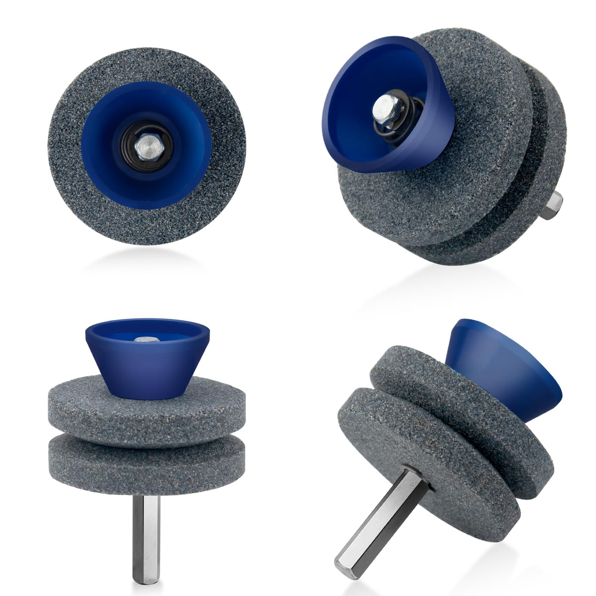 Mzmaxy sharpener shown with a 1/4 inch drill shank for easy compatibility.