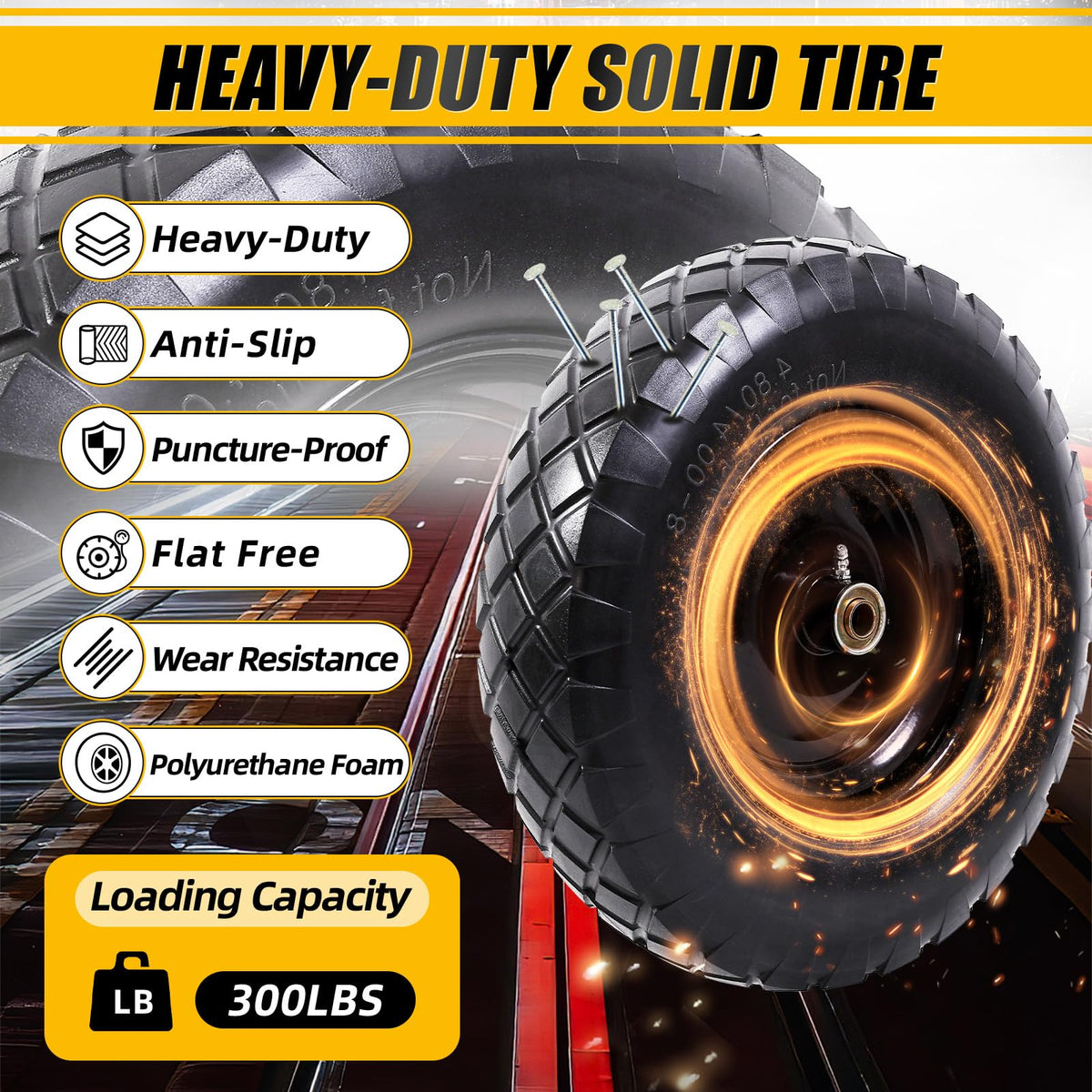 MZREXN heavy-duty steel rim ensures durable load distribution.
