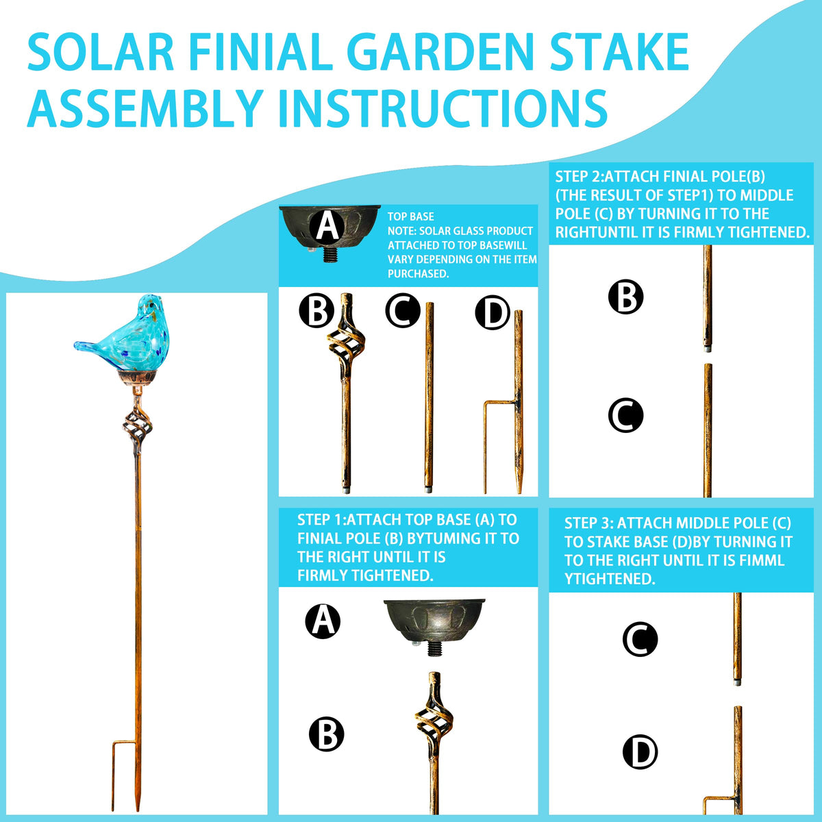 Naboher garden art gift bird stake brightens outdoor spaces for plant lovers