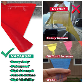 NACARUM flag with OSHA-rated stitching detail showing durability.