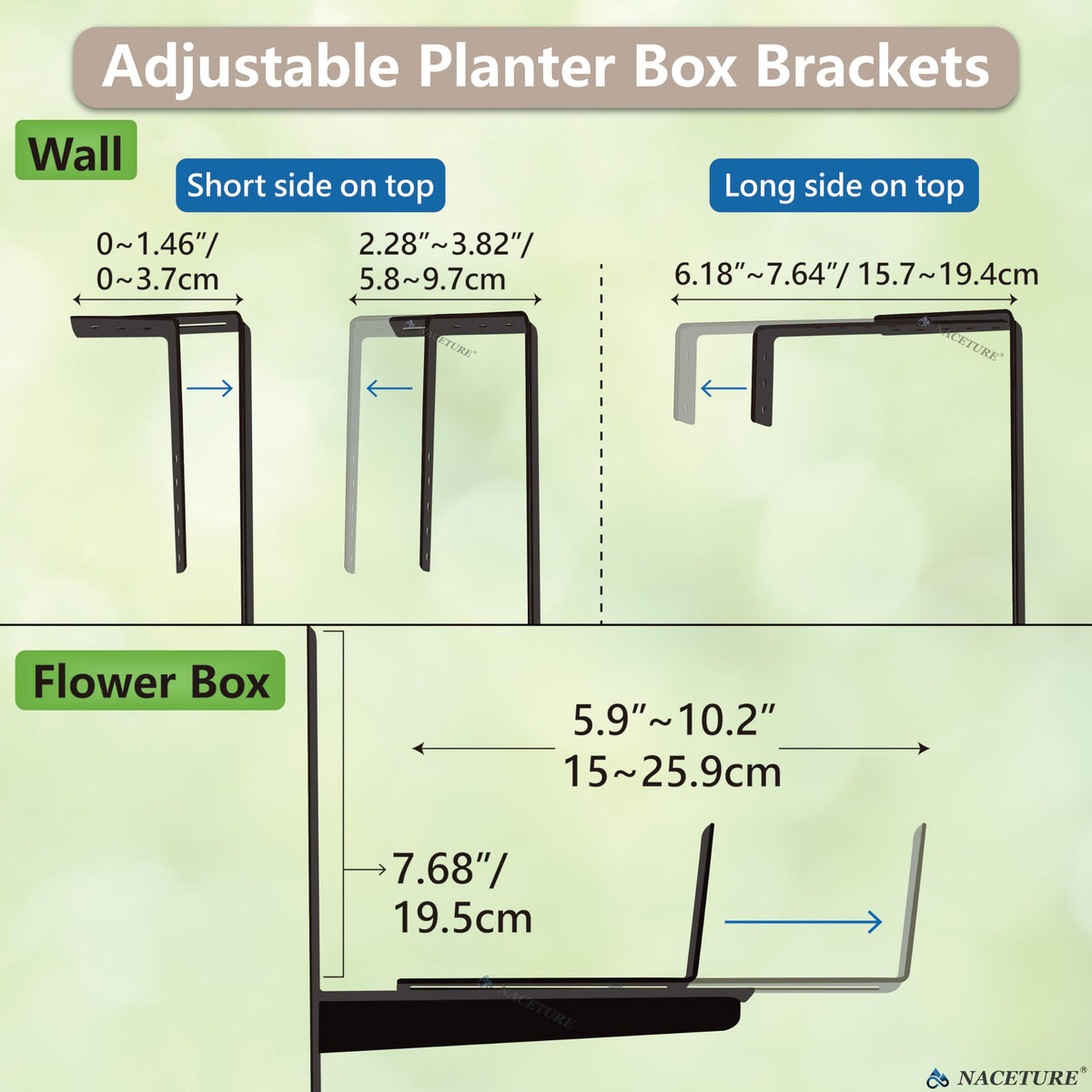 NACETURE balcony rail planter brackets blending with outdoor decor