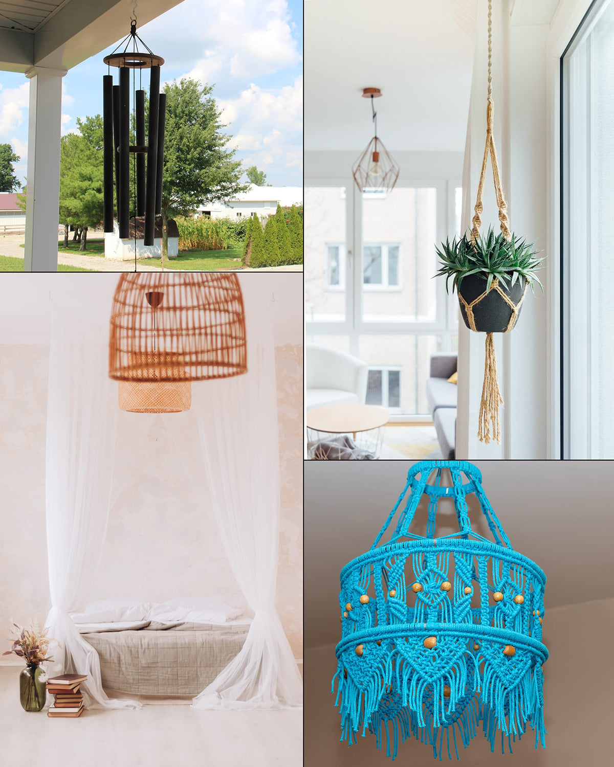 NACETURE multi-use ceiling hook design fits lights, lanterns and seasonal decor.