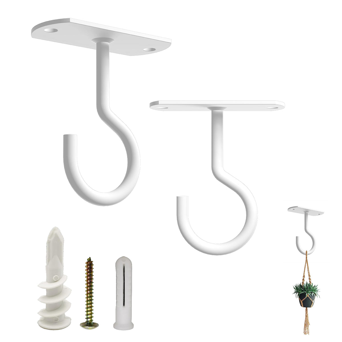 NACETURE ceiling hooks heavy-duty 2-pack for reliable plant hanging