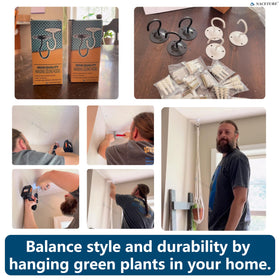 NACETURE heavy-duty steel ceiling hooks ensure durable ceiling hanging.