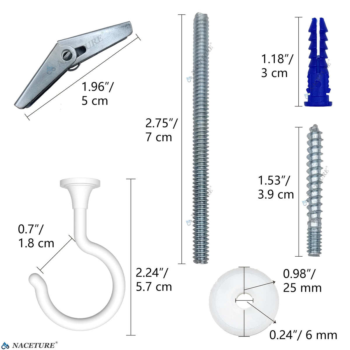 NACETURE hooks offer indoor and outdoor hanging options for plants and decor.