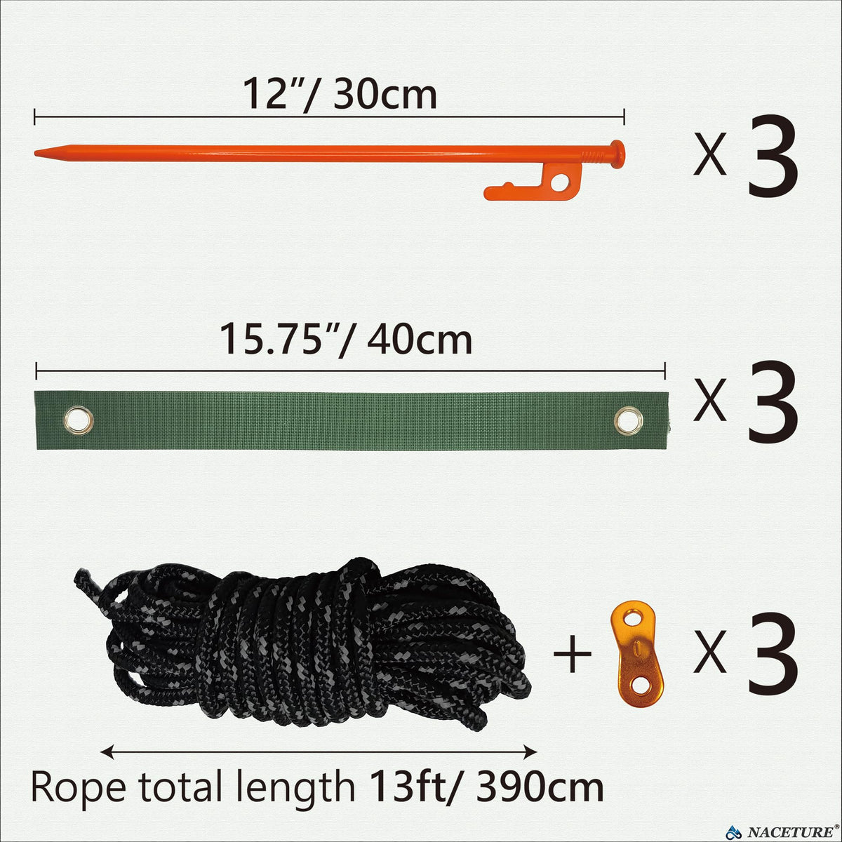NACETURE metal stakes kit—wind resistance support for outdoor trees