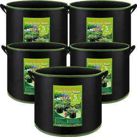 NACHLYNN 5-pack 10-gallon grow bags with handles for easy transport and breathable roots.