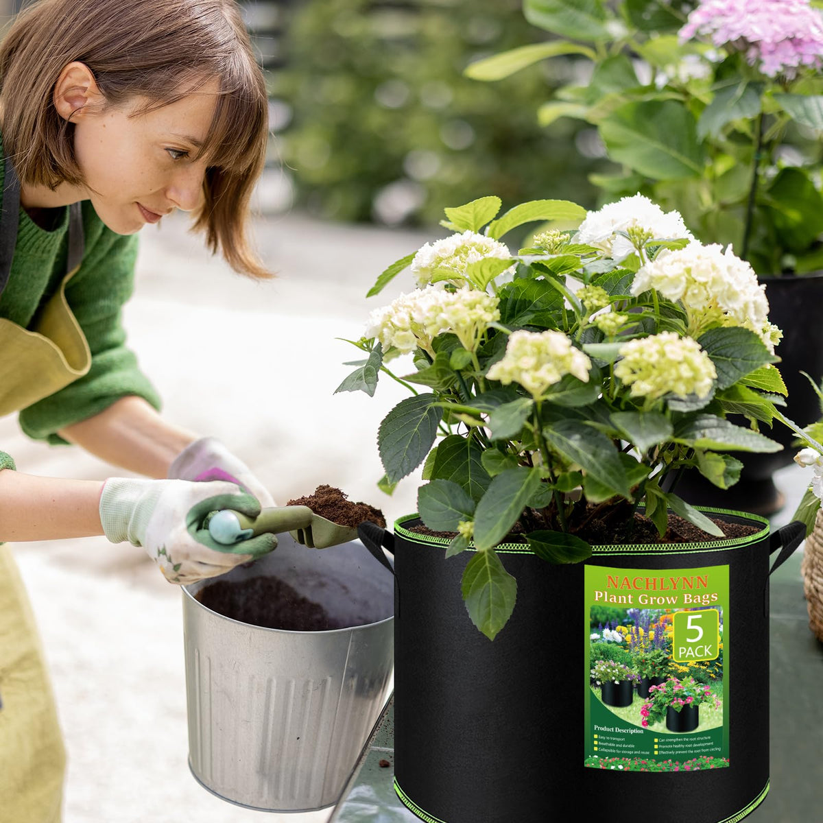 NACHLYNN 7-gallon aeration fabric pot promotes root breathing and growth.