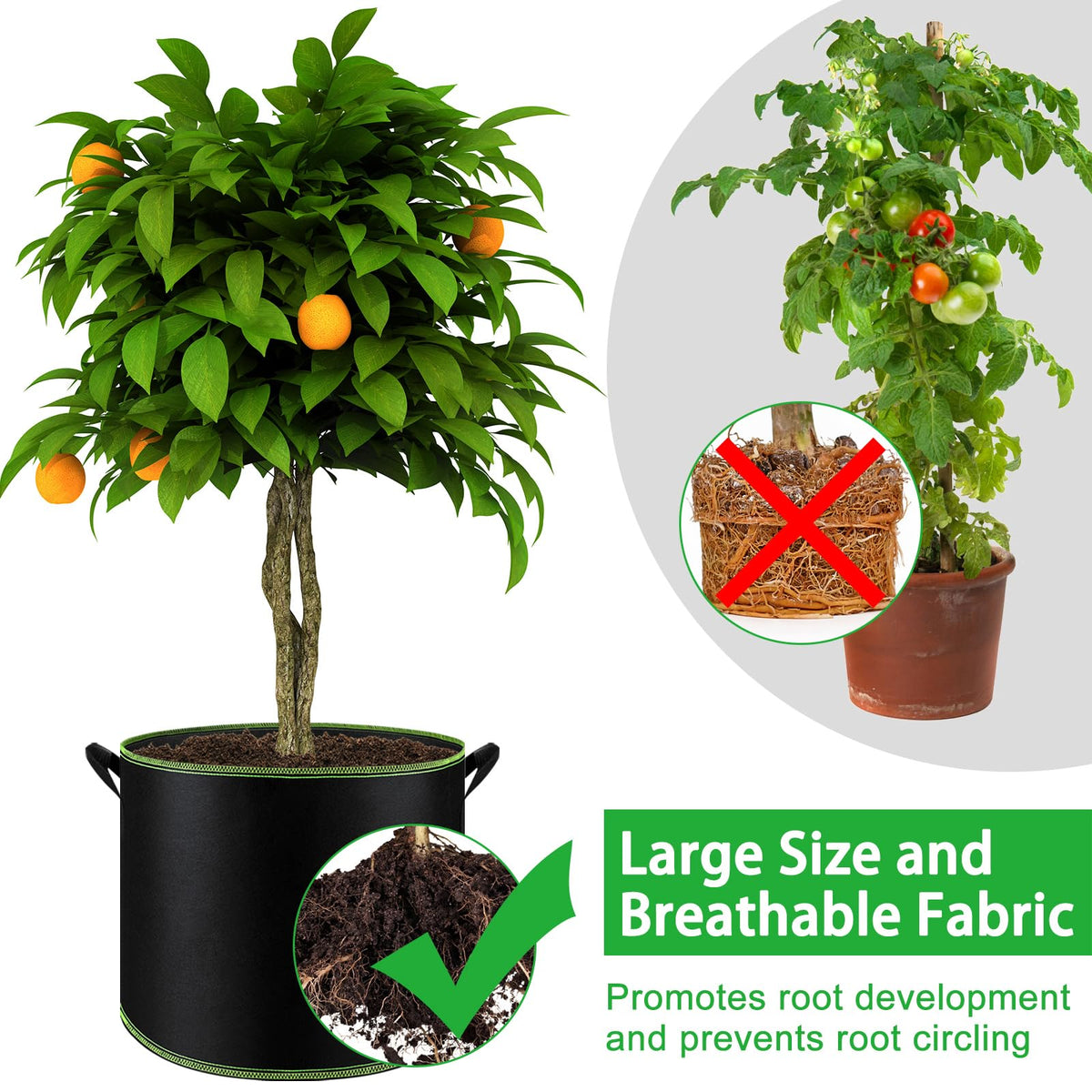 NACHLYNN foldable and washable grow bag for space-saving storage.
