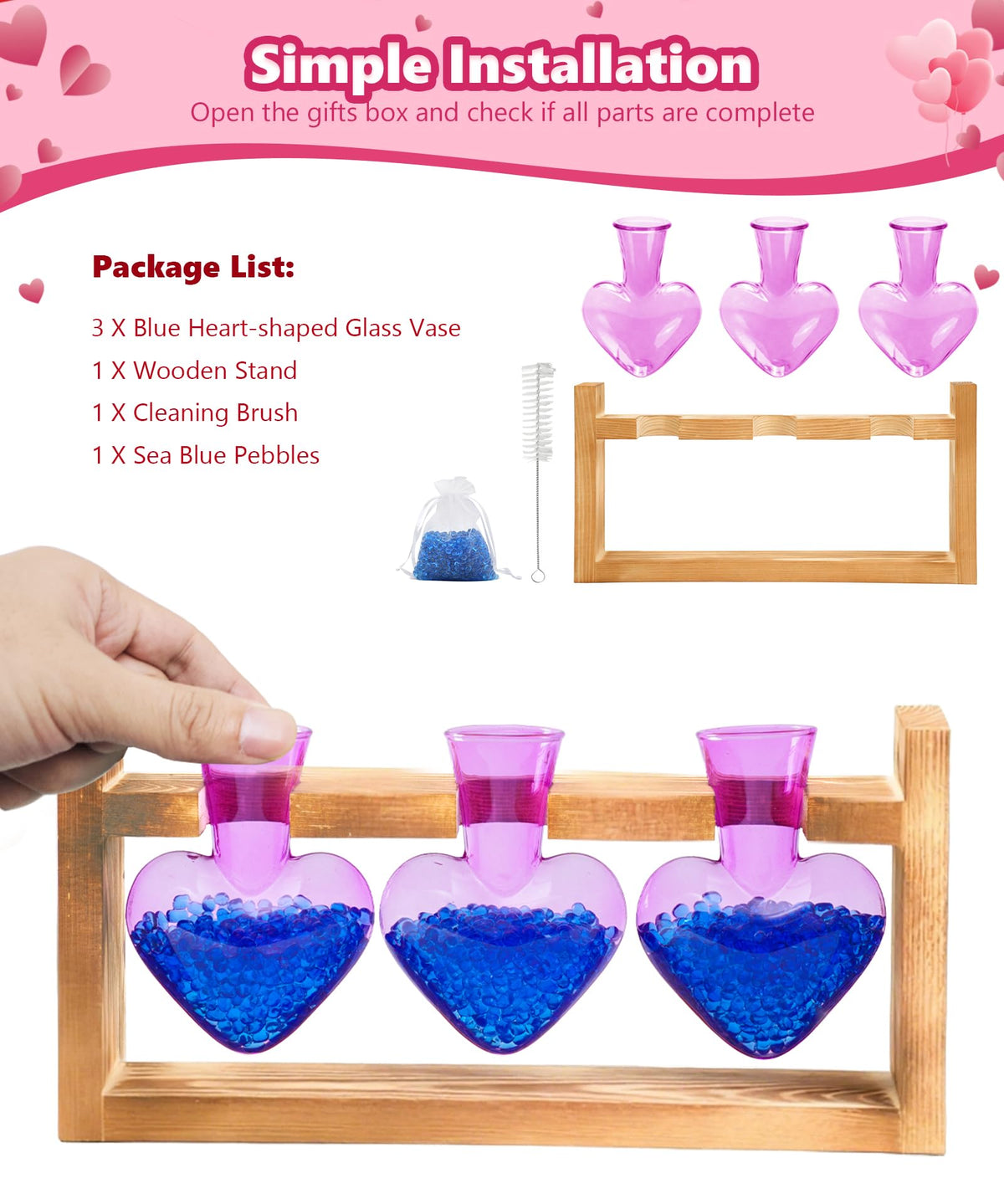 Nacome borosilicate glass vases hold three to five plants with heat resistance