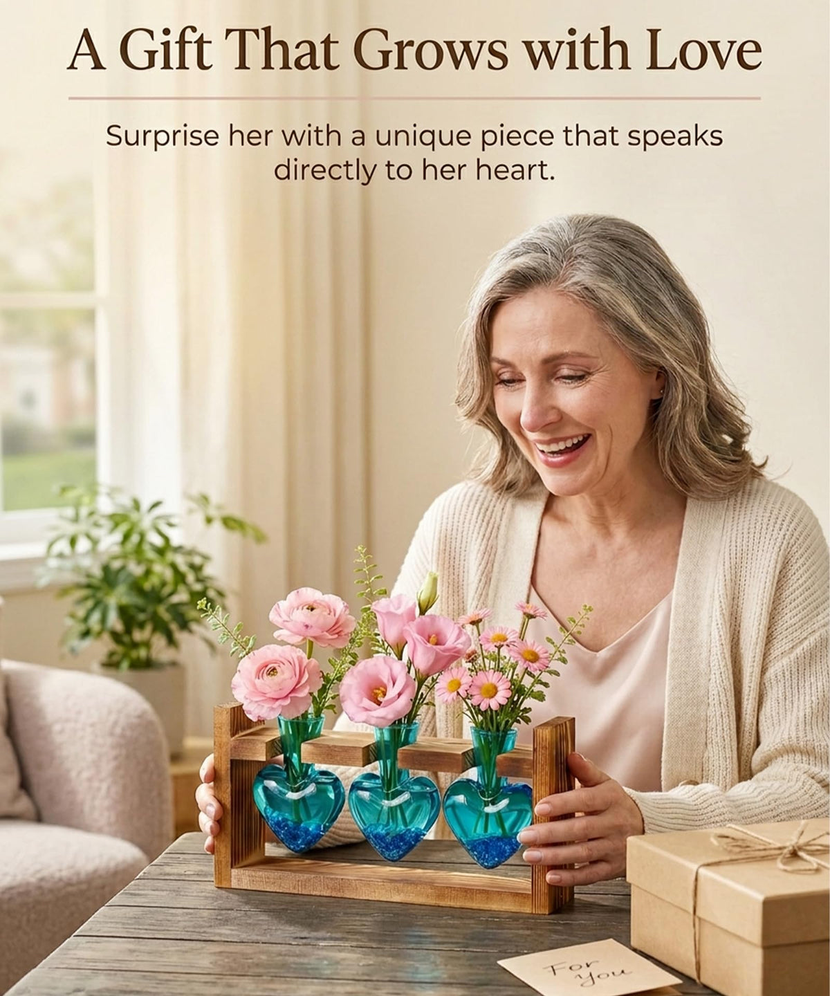 Nacome includes a cleaning brush for quick vase care.