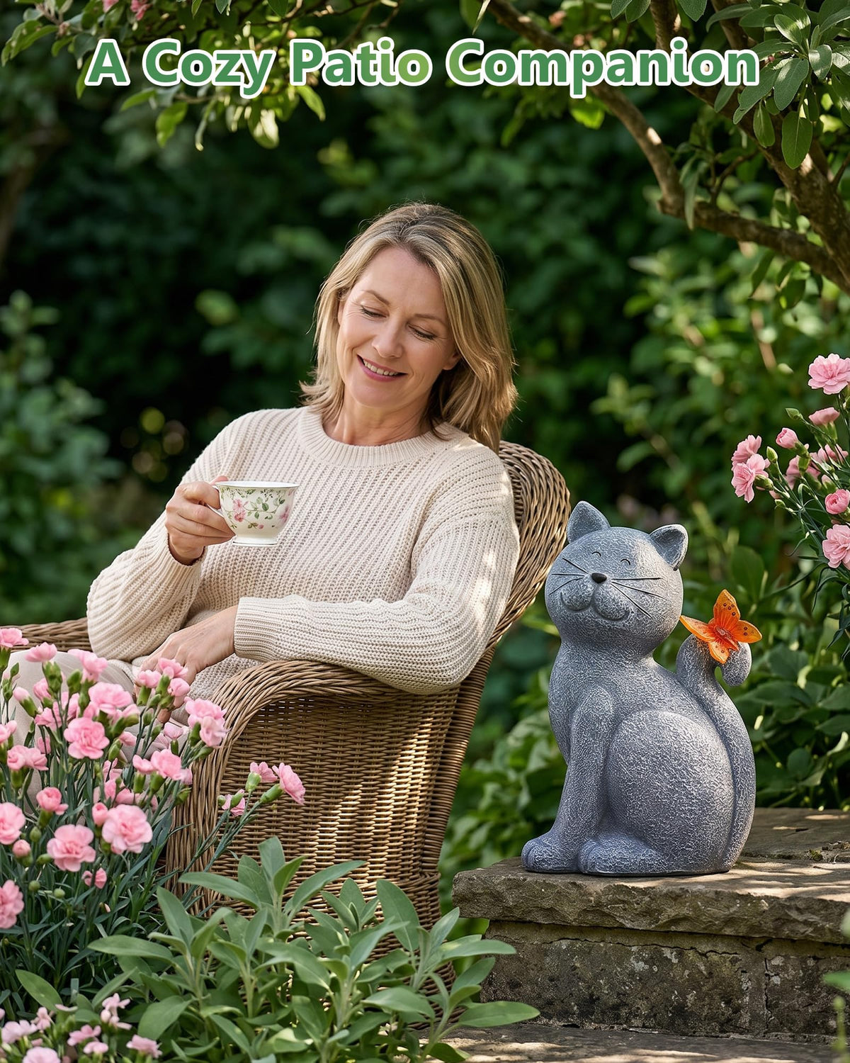 Nacome decorative cat statue suitable for balcony and garden spaces