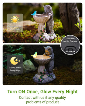 Nacome Solar Cat Statue shows durable resin and realistic stone look.