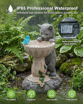 Nacome Solar Cat Statue battery-powered glow for cozy evening garden moments.