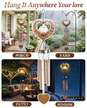 Nacome Solar Heart Wind Chimes are designed for porches, gardens, and balconies.