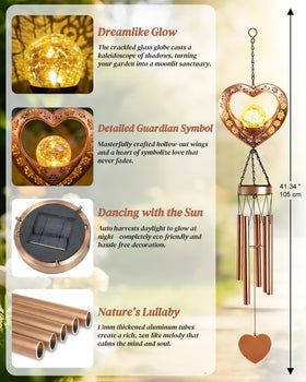 Nacome Solar Heart Wind Chimes arrive in a gift-ready box for special occasions.