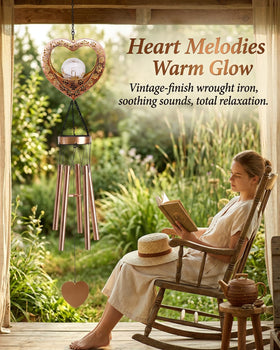 Nacome Solar Heart Wind Chimes with LED glow create calming evenings on the patio.