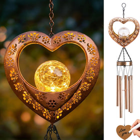 Nacome Solar Heart Wind Chimes show outdoor durability for year-round use.